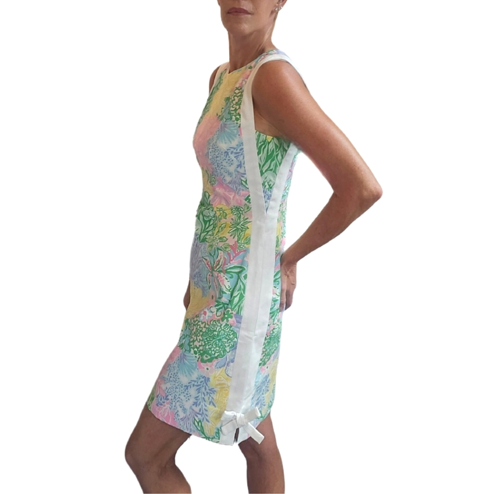 LILLY PULITZER Beckler Stretch  Shift Dress In Multi Bright Delight Patch - Picture 9 of 16